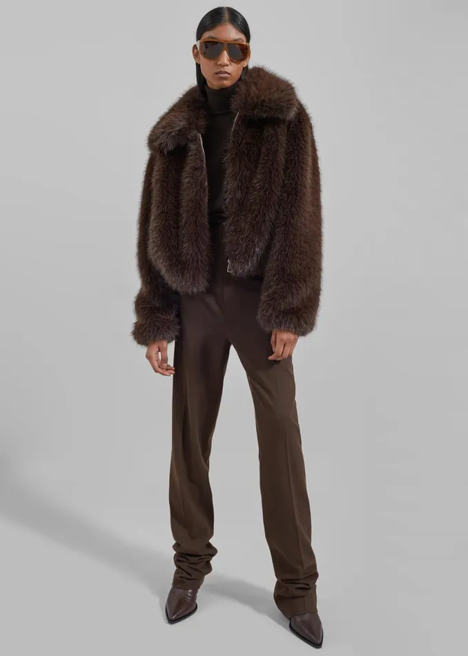 The Frankie Shop Outerwear Hope Faux Fur Jacket 8211 Brown 8211 Women