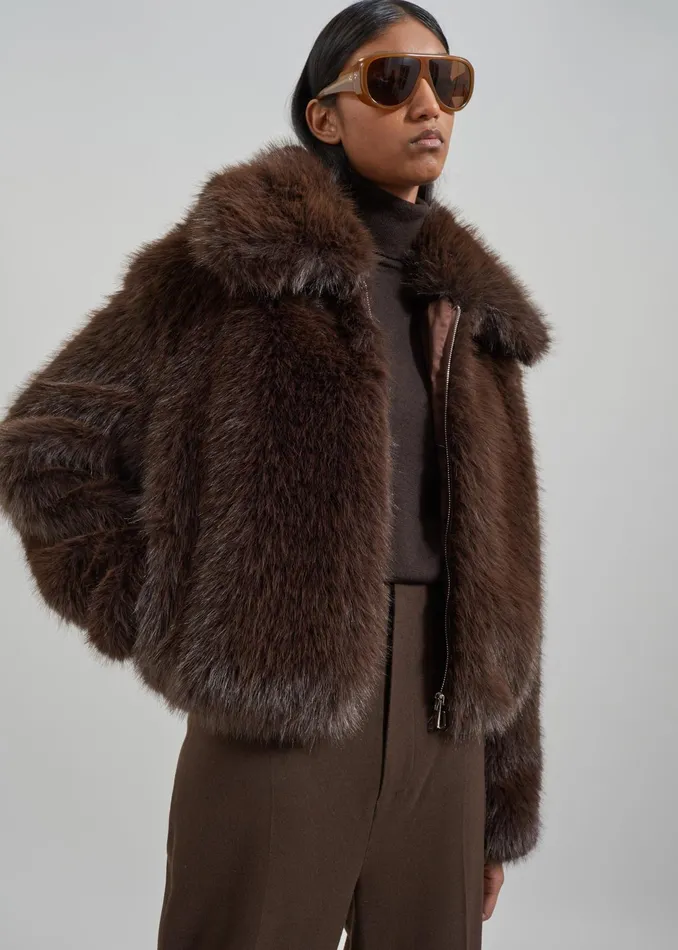 The Frankie Shop Outerwear Hope Faux Fur Jacket 8211 Brown 8211 Women