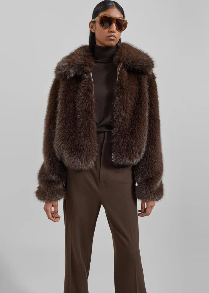 The Frankie Shop Outerwear Hope Faux Fur Jacket 8211 Brown 8211 Women