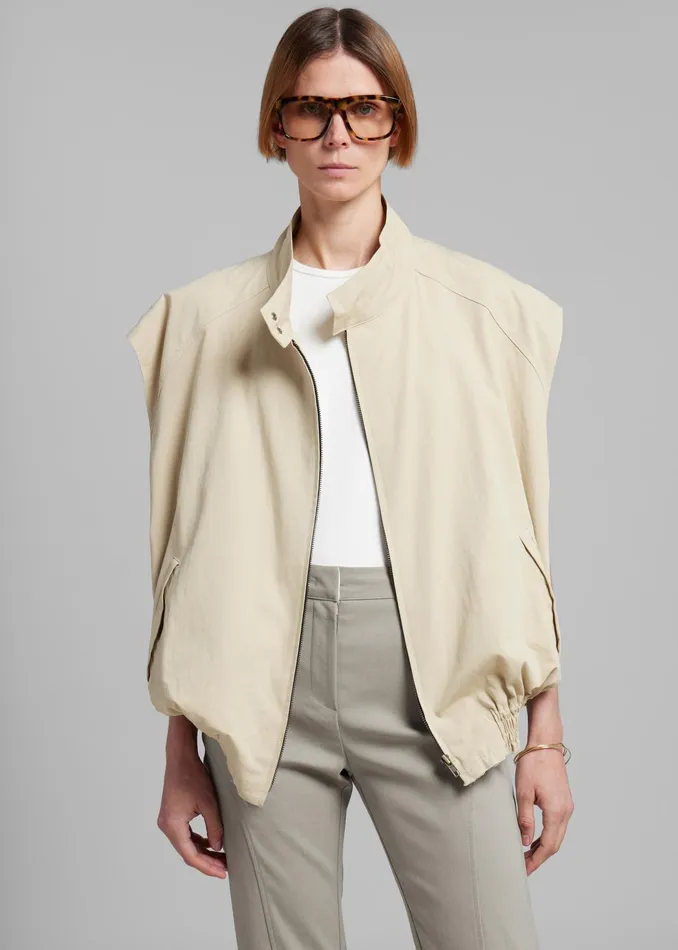 The Frankie Shop Outerwear Lance Sleeveless Bomber Jacket 8211 Beige 8211 Women