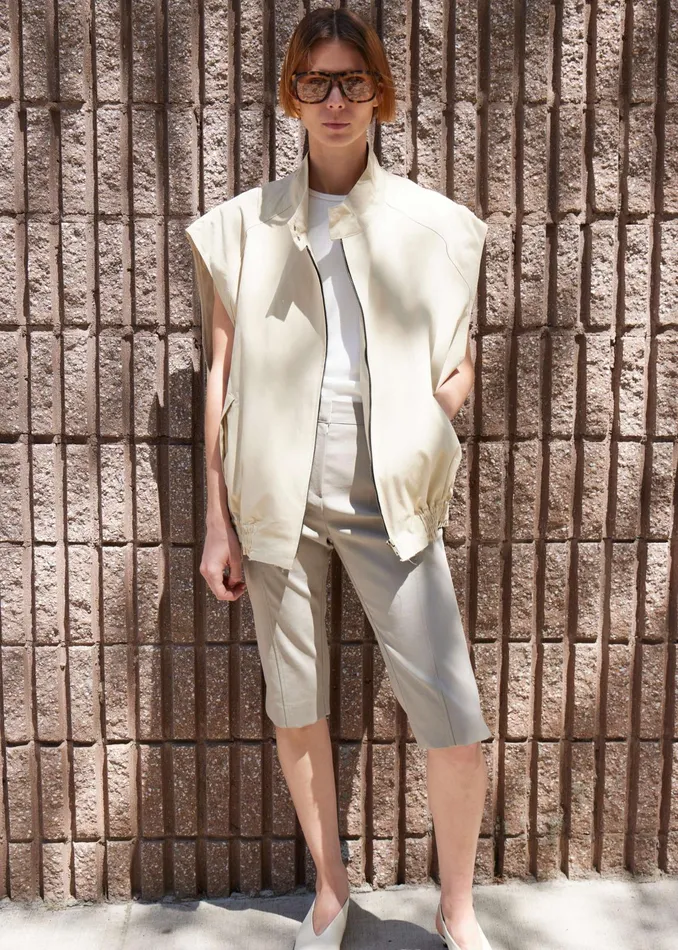 The Frankie Shop Outerwear Lance Sleeveless Bomber Jacket 8211 Beige 8211 Women