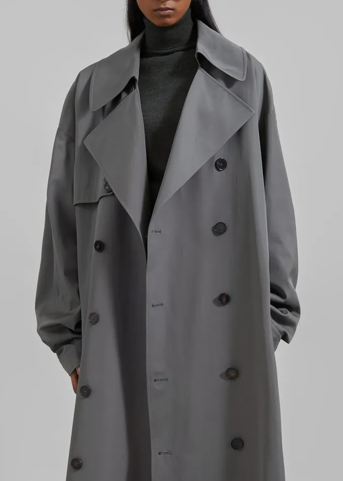 The Frankie Shop Outerwear Mavis Oversized Trench 8211 Grey 8211 Women