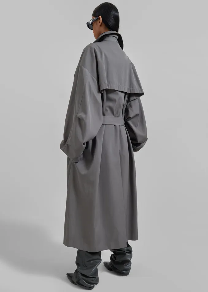 The Frankie Shop Outerwear Mavis Oversized Trench 8211 Grey 8211 Women