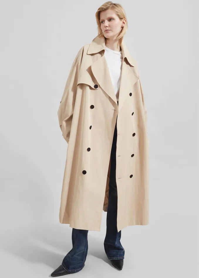The Frankie Shop Outerwear Mavis Oversized Trench 8211 Light Beige 8211 Women