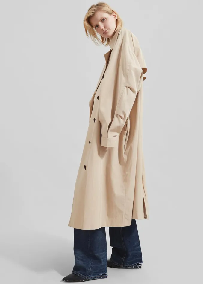 The Frankie Shop Outerwear Mavis Oversized Trench 8211 Light Beige 8211 Women