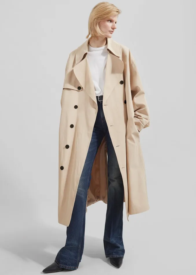 The Frankie Shop Outerwear Mavis Oversized Trench 8211 Light Beige 8211 Women