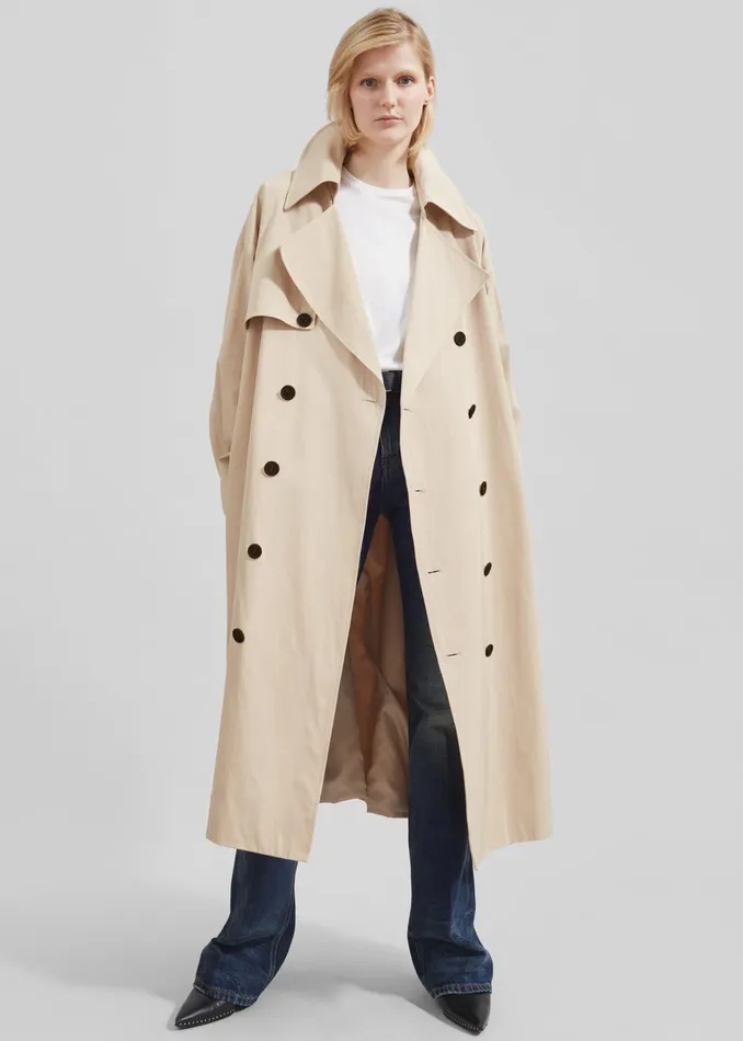 The Frankie Shop Outerwear Mavis Oversized Trench 8211 Light Beige 8211 Women