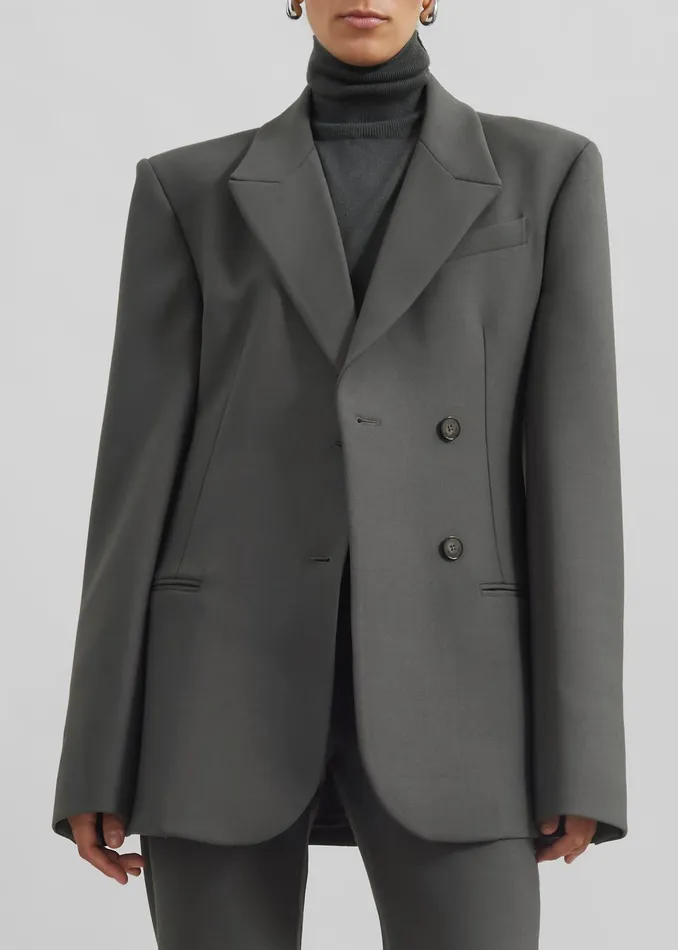 The Frankie Shop Outerwear Morrison Crossover Blazer 8211 Light Khaki 8211 Women