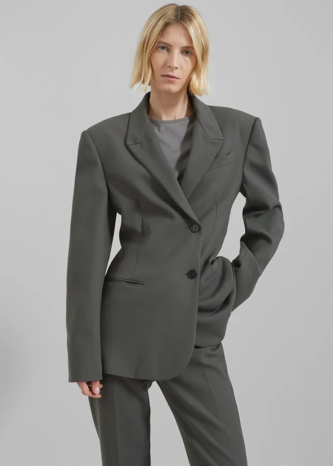 The Frankie Shop Outerwear Morrison Crossover Blazer 8211 Light Khaki 8211 Women