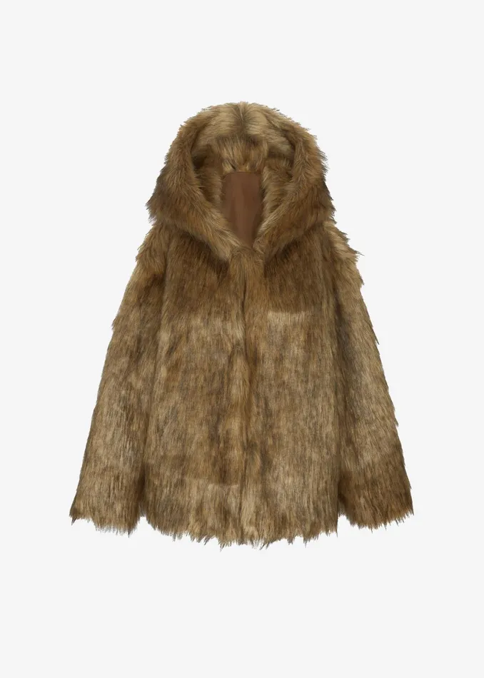 The Frankie Shop Outerwear Nivala Faux Fur Hooded Jacket 8211 Camel 8211 Women