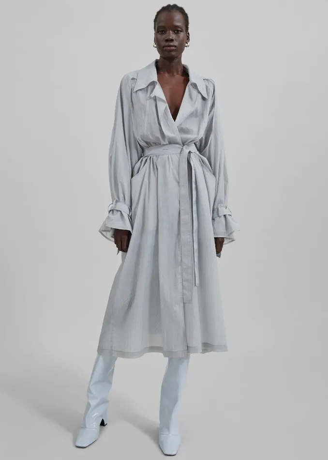 The Frankie Shop Outerwear Sal Trench Coat 8211 Light Grey 8211 Women