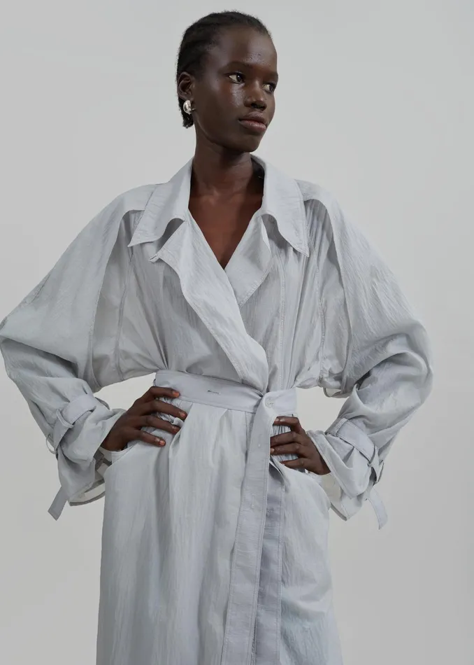 The Frankie Shop Outerwear Sal Trench Coat 8211 Light Grey 8211 Women