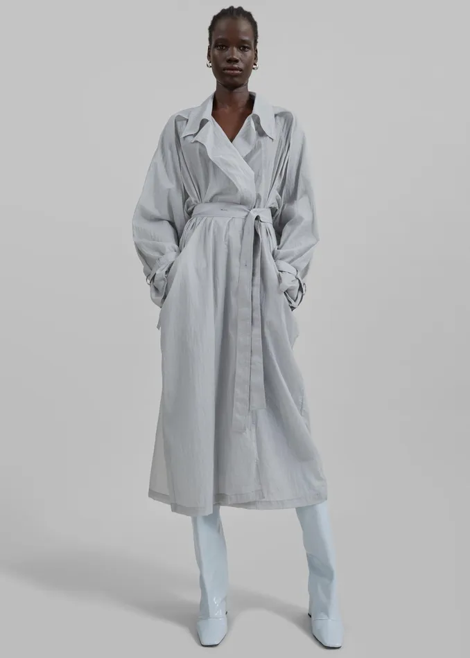 The Frankie Shop Outerwear Sal Trench Coat 8211 Light Grey 8211 Women