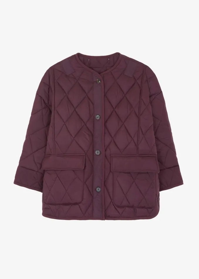 The Frankie Shop Outerwear Teddy Quilted Jacket 8211 Burgundy 8211 Women