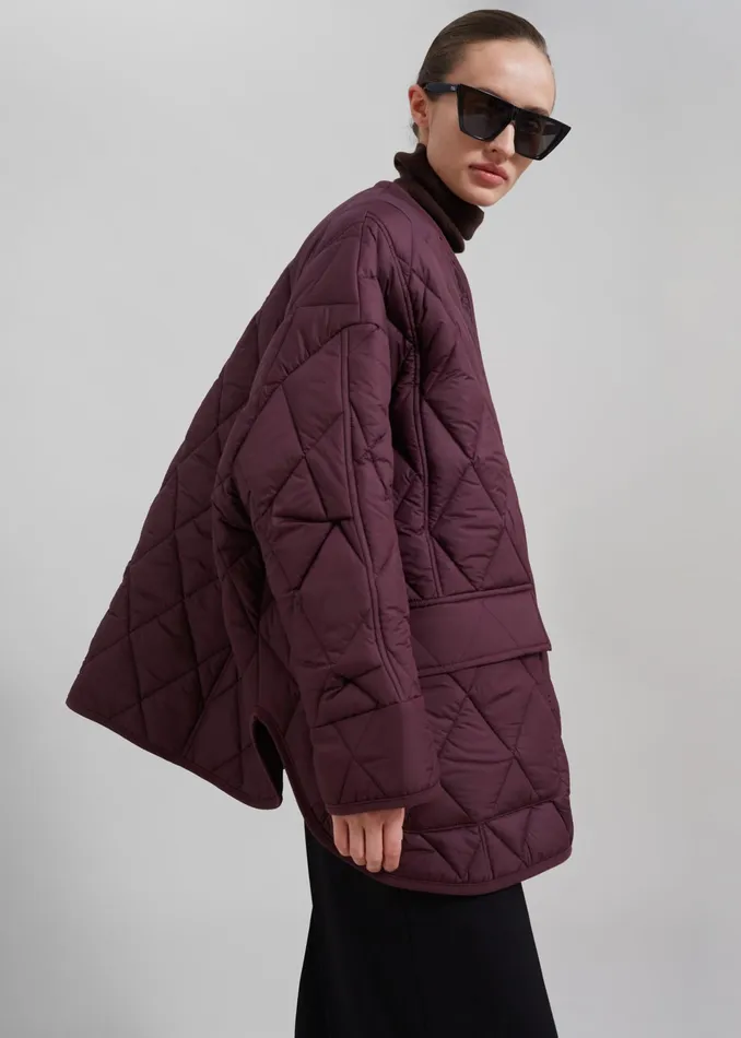 The Frankie Shop Outerwear Teddy Quilted Jacket 8211 Burgundy 8211 Women