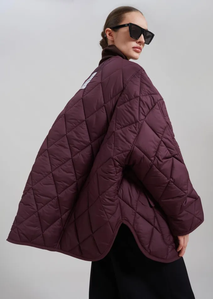 The Frankie Shop Outerwear Teddy Quilted Jacket 8211 Burgundy 8211 Women