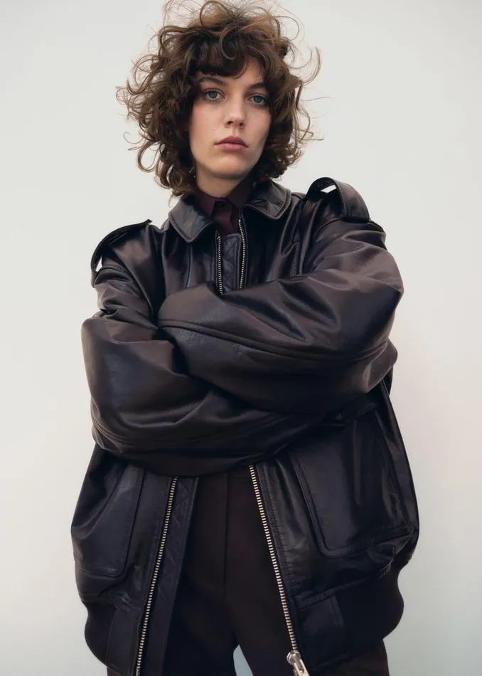 The Frankie Shop Outerwear Viper Leather Jacket 8211 Dark Plum 8211 Women