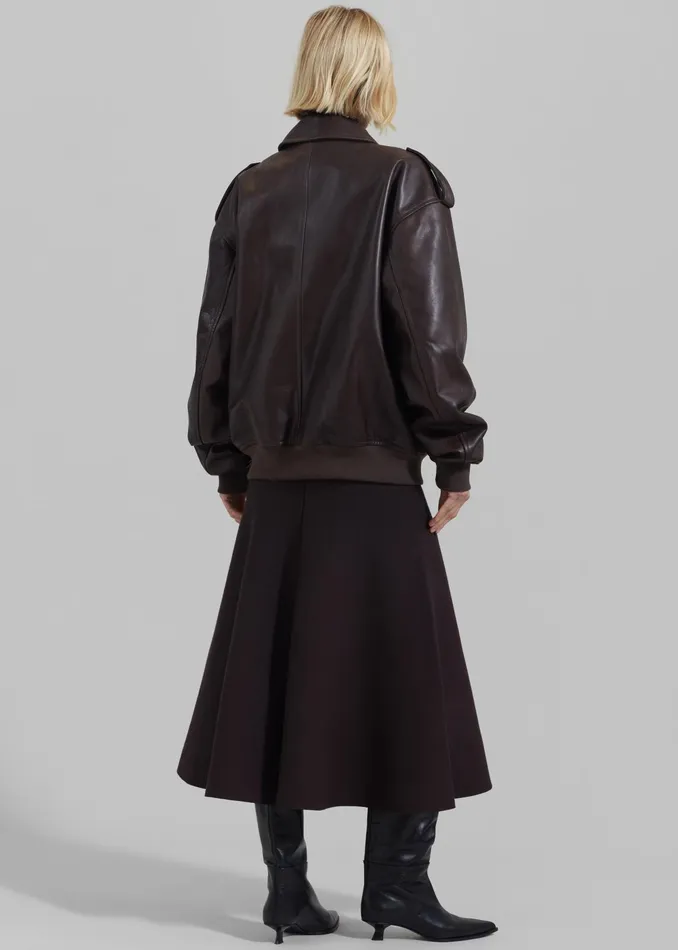 The Frankie Shop Outerwear Viper Leather Jacket 8211 Dark Plum 8211 Women