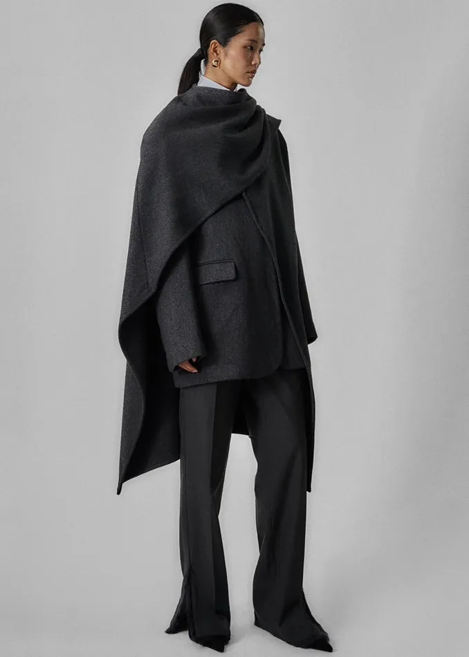 The Frankie Shop Outerwear Whisella Cape 8211 Charcoal 8211 Women