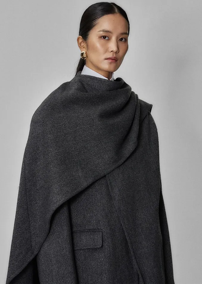The Frankie Shop Outerwear Whisella Cape 8211 Charcoal 8211 Women