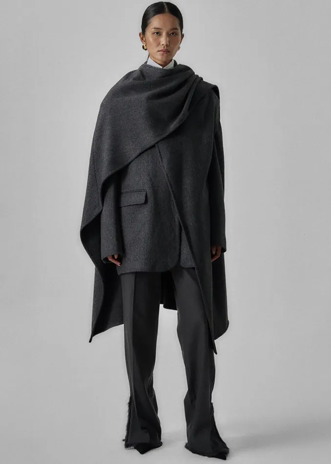 The Frankie Shop Outerwear Whisella Cape 8211 Charcoal 8211 Women