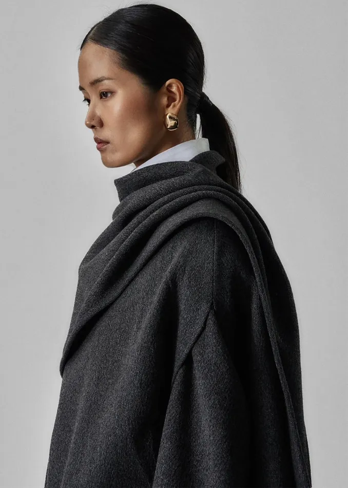 The Frankie Shop Outerwear Whisella Cape 8211 Charcoal 8211 Women