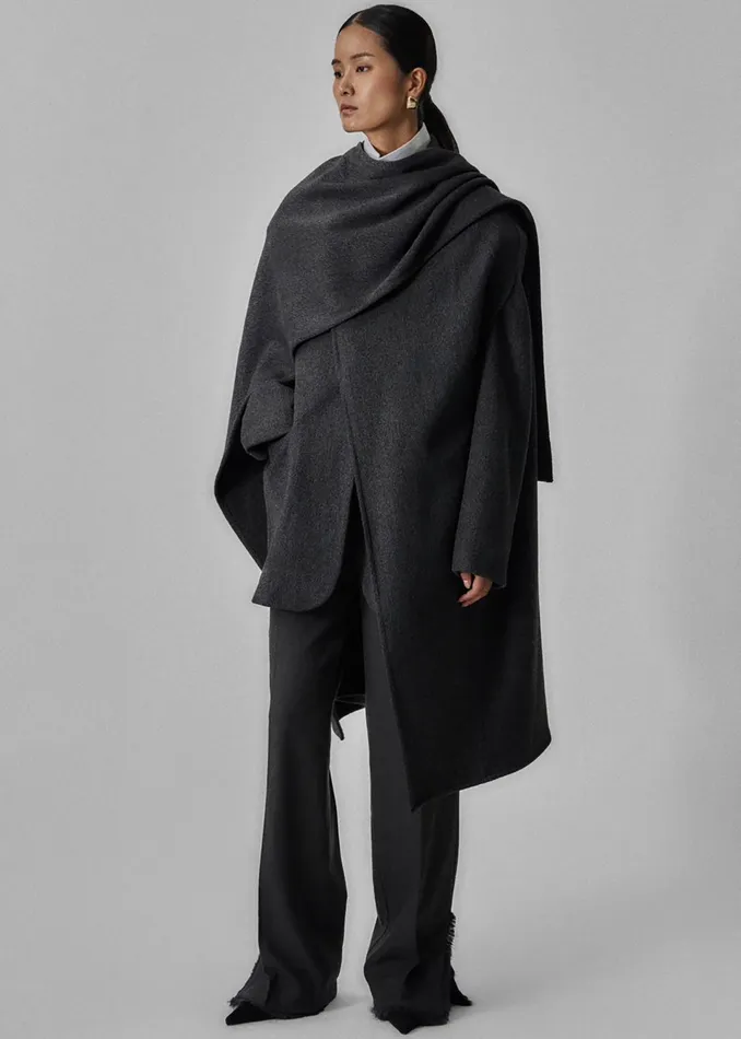 The Frankie Shop Outerwear Whisella Cape 8211 Charcoal 8211 Women