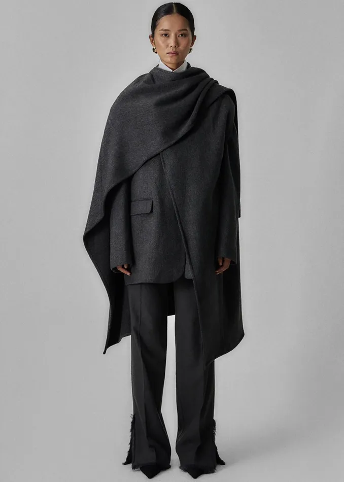 The Frankie Shop Outerwear Whisella Cape 8211 Charcoal 8211 Women