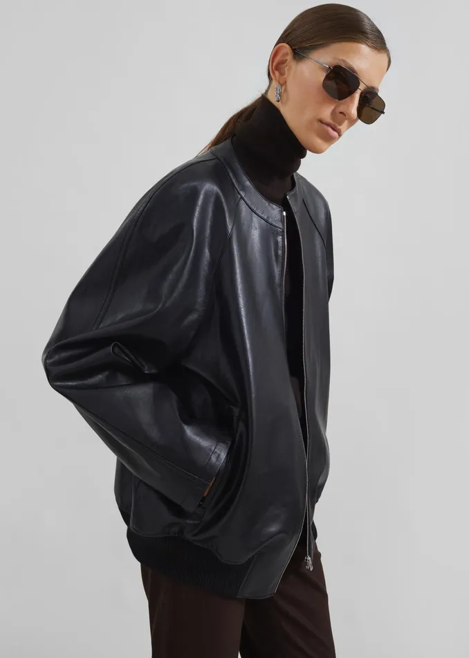 The Frankie Shop Outerwear Xyla Faux Leather Jacket 8211 Black 8211 Women