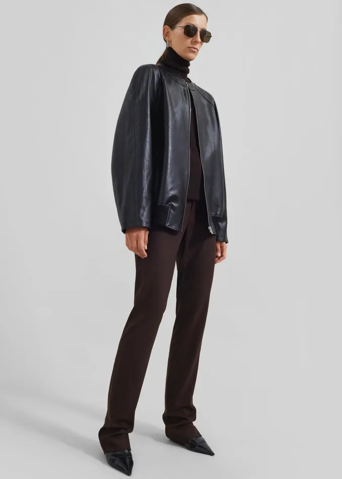 The Frankie Shop Outerwear Xyla Faux Leather Jacket 8211 Black 8211 Women