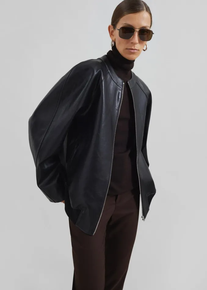 The Frankie Shop Outerwear Xyla Faux Leather Jacket 8211 Black 8211 Women