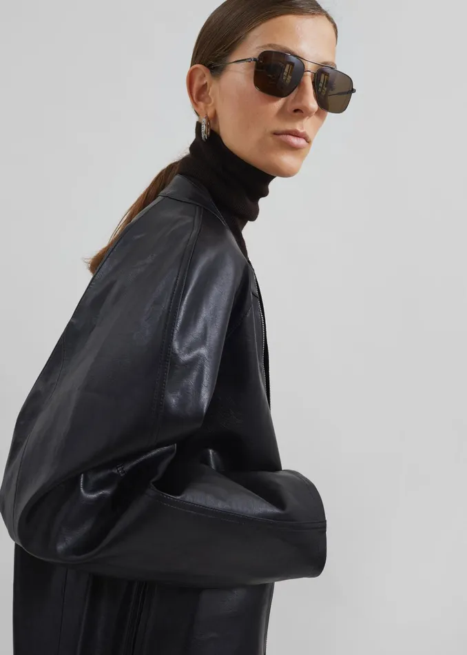 The Frankie Shop Outerwear Xyla Faux Leather Jacket 8211 Black 8211 Women