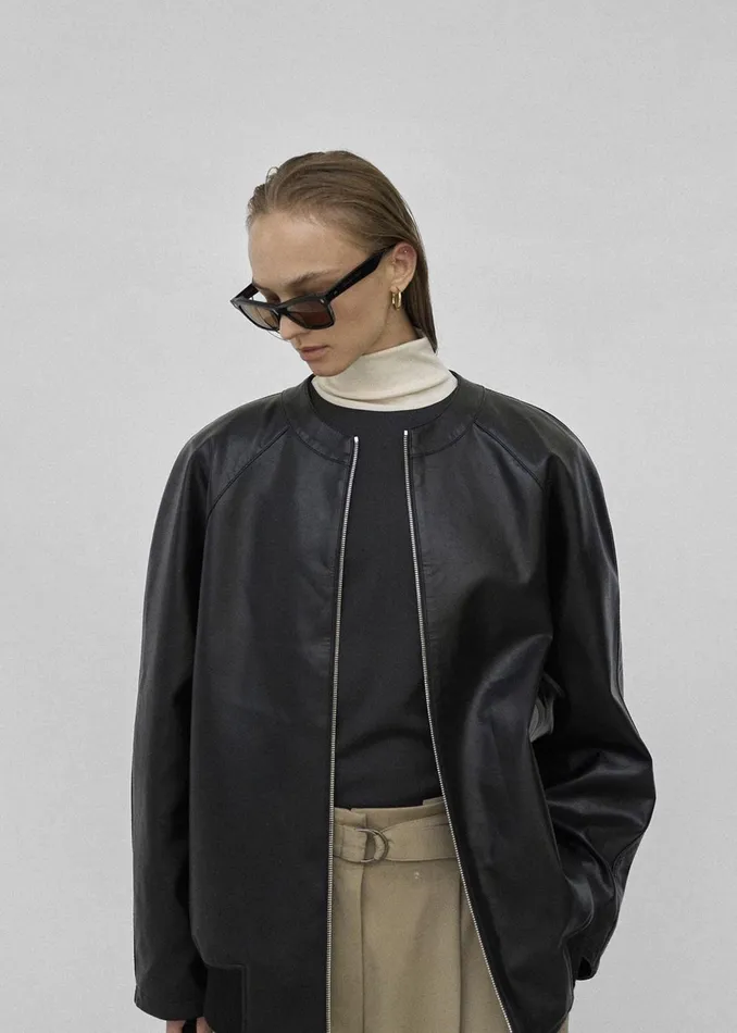 The Frankie Shop Outerwear Xyla Faux Leather Jacket 8211 Black 8211 Women