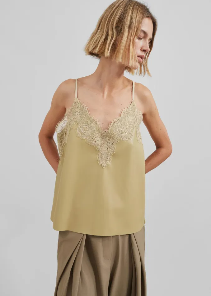 The Frankie Shop Tops Desirae Lace Top 8211 Pale Yellow 8211 Women