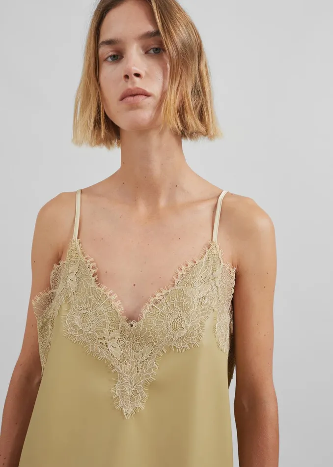 The Frankie Shop Tops Desirae Lace Top 8211 Pale Yellow 8211 Women