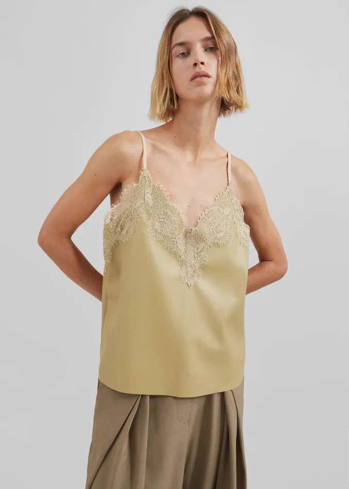 The Frankie Shop Tops Desirae Lace Top 8211 Pale Yellow 8211 Women