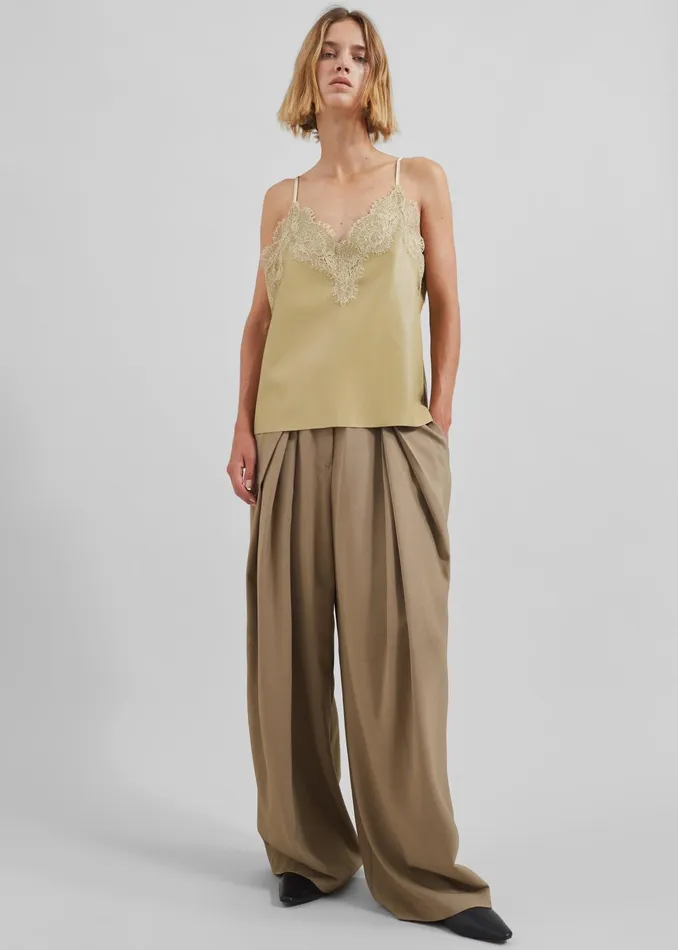 The Frankie Shop Tops Desirae Lace Top 8211 Pale Yellow 8211 Women