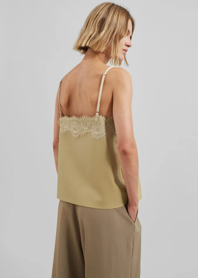The Frankie Shop Tops Desirae Lace Top 8211 Pale Yellow 8211 Women
