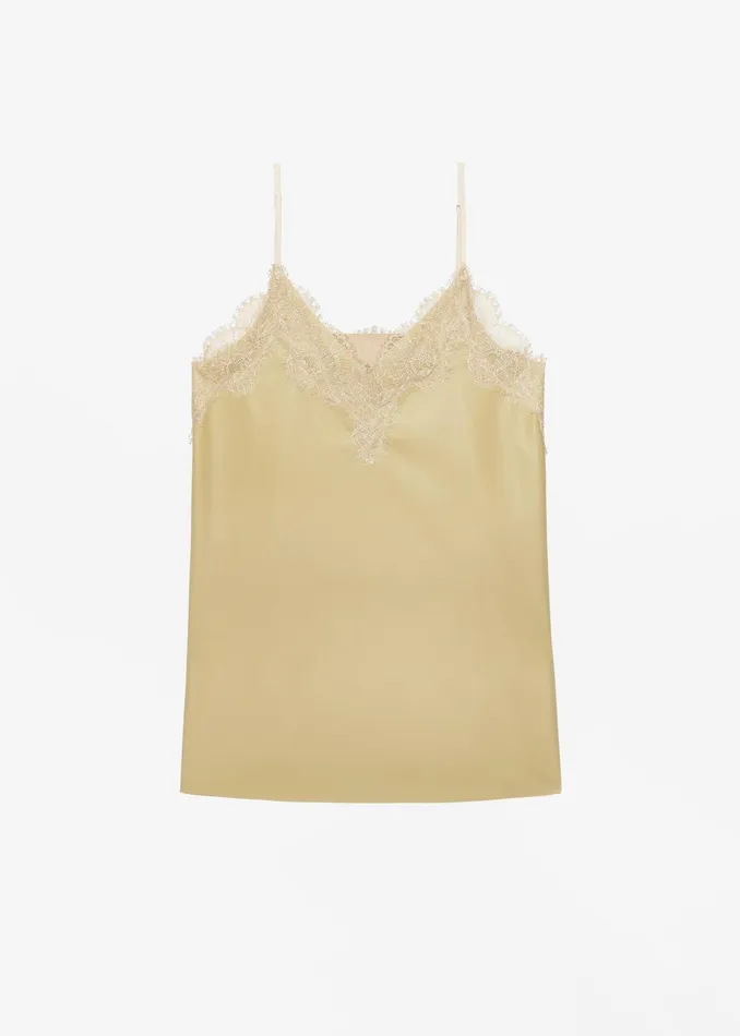 The Frankie Shop Tops Desirae Lace Top 8211 Pale Yellow 8211 Women