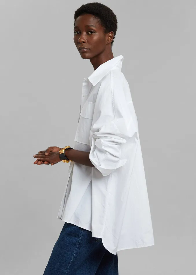 The Frankie Shop Tops Elara Oversized Shirt 8211 Optic White 8211 Women