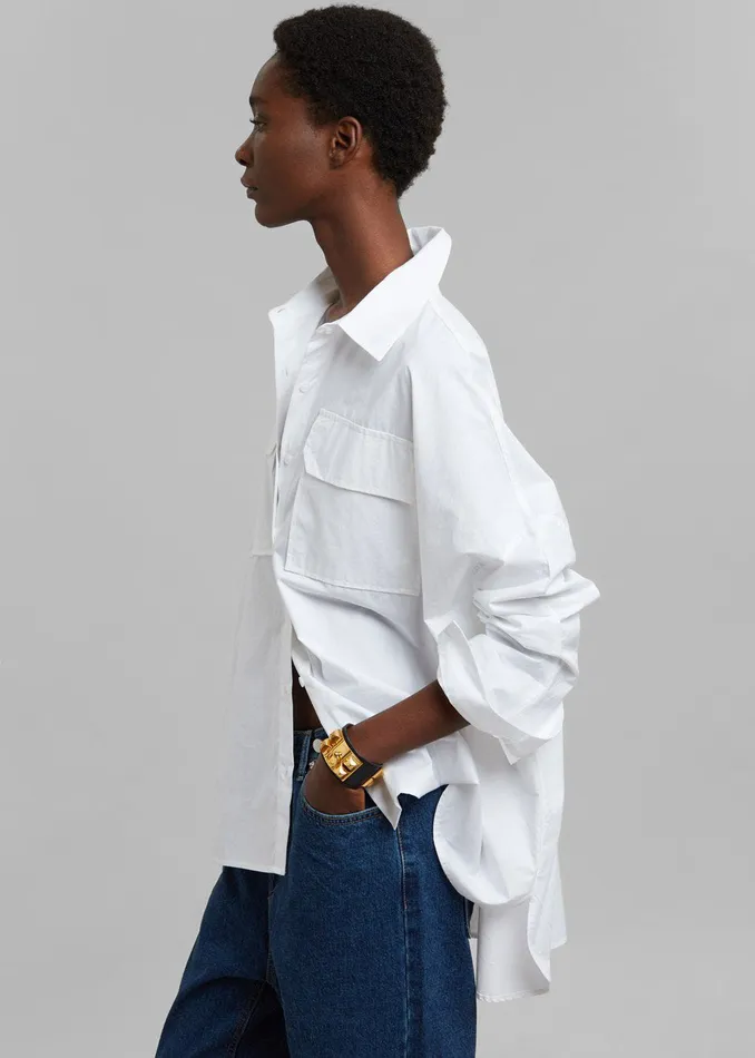 The Frankie Shop Tops Elara Oversized Shirt 8211 Optic White 8211 Women