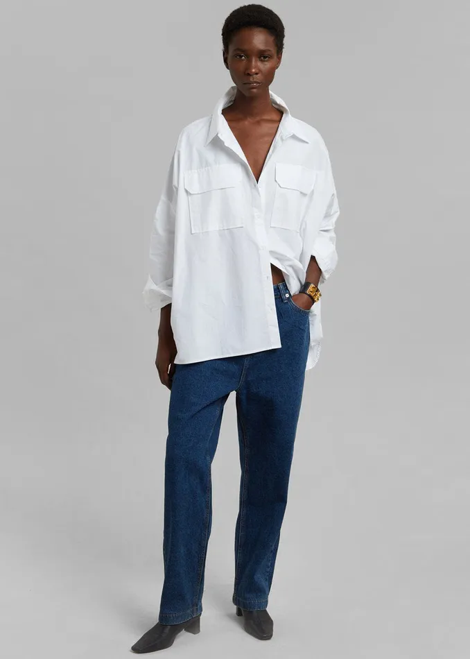 The Frankie Shop Tops Elara Oversized Shirt 8211 Optic White 8211 Women