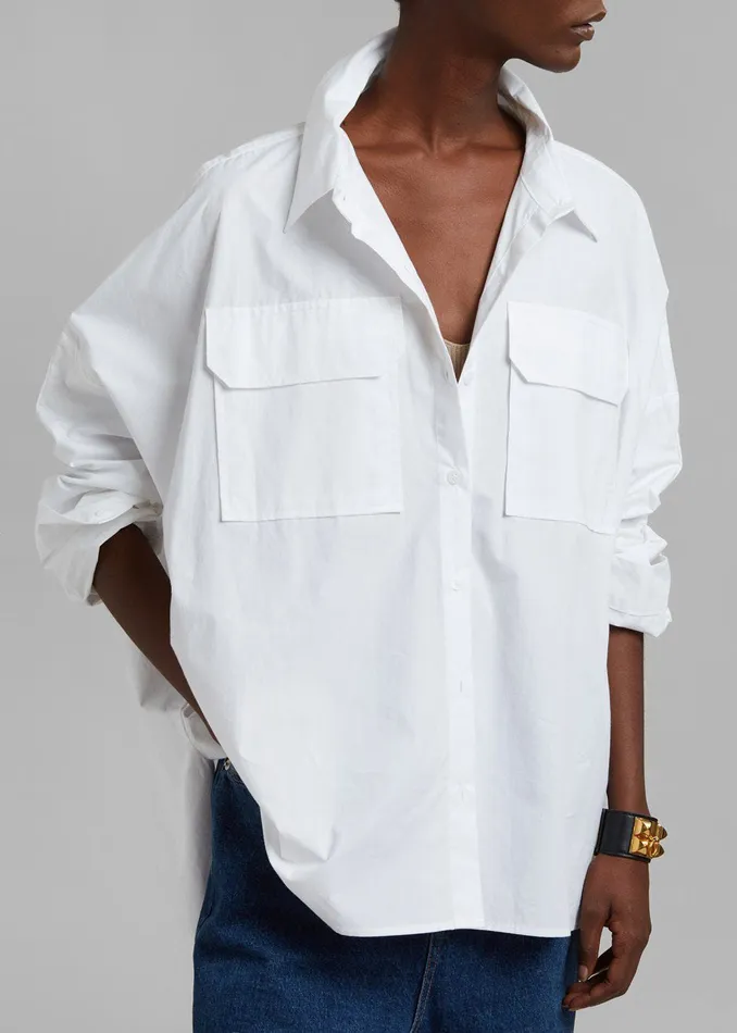 The Frankie Shop Tops Elara Oversized Shirt 8211 Optic White 8211 Women