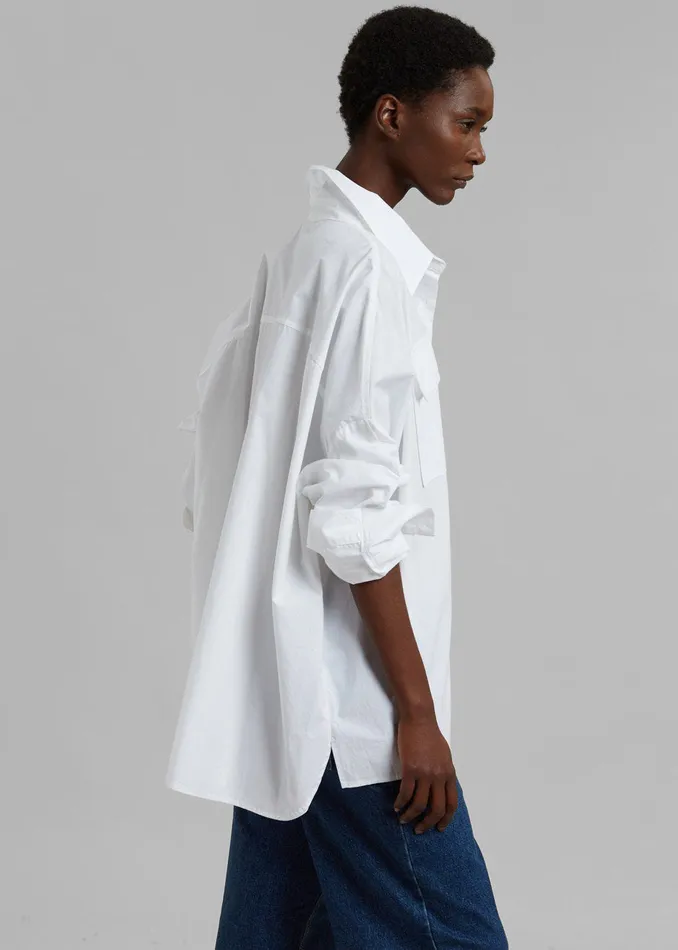 The Frankie Shop Tops Elara Oversized Shirt 8211 Optic White 8211 Women