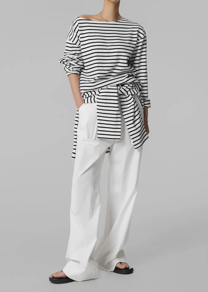 The Frankie Shop Tops Elin Boatneck Top 8211 Black Stripe 8211 Women