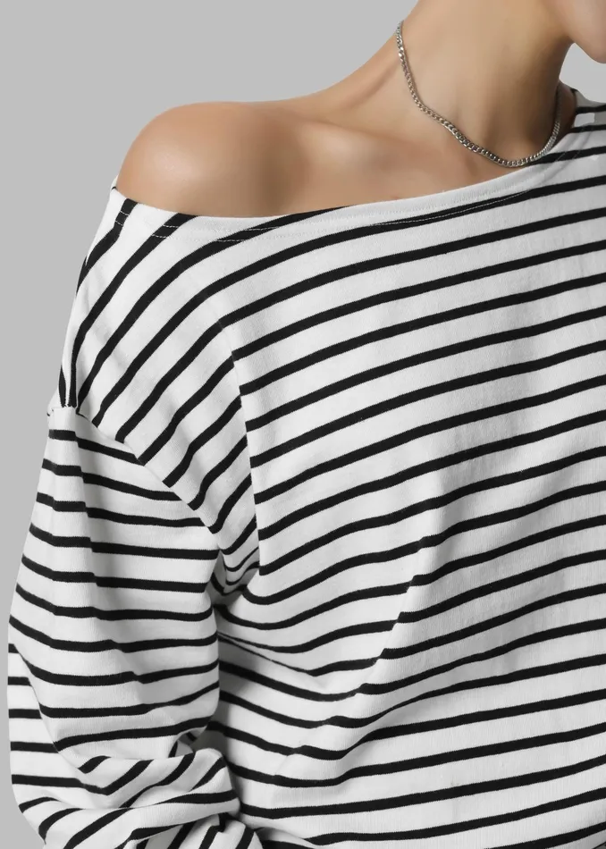 The Frankie Shop Tops Elin Boatneck Top 8211 Black Stripe 8211 Women