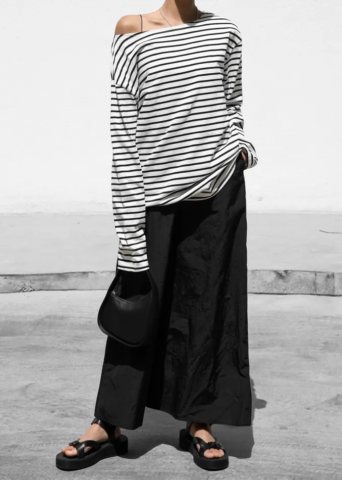The Frankie Shop Tops Elin Boatneck Top 8211 Black Stripe 8211 Women