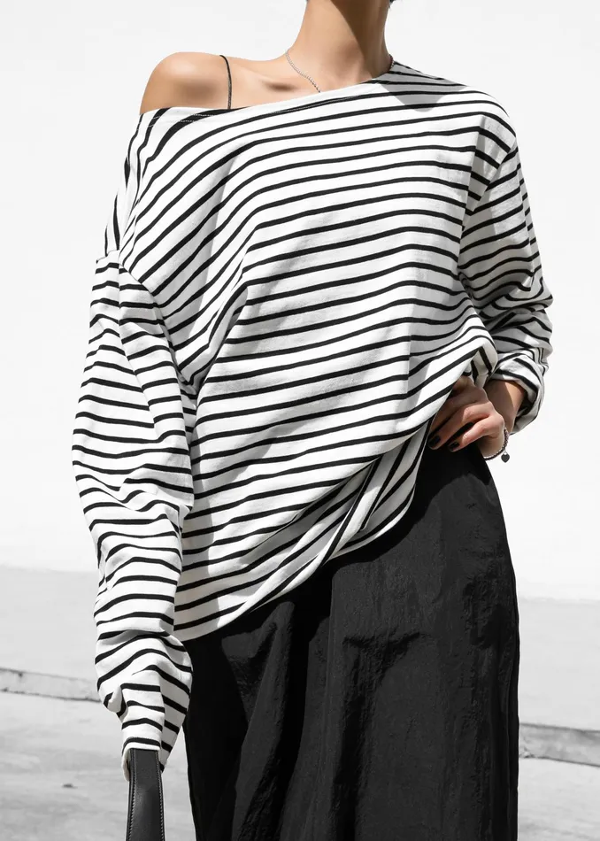 The Frankie Shop Tops Elin Boatneck Top 8211 Black Stripe 8211 Women