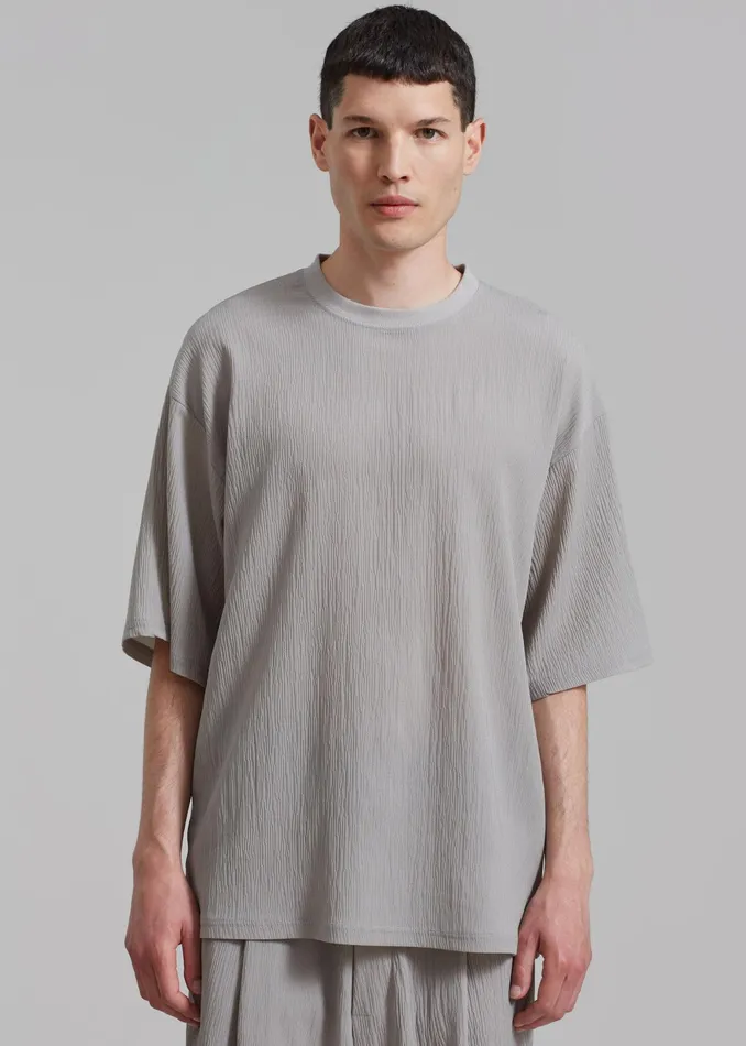 The Frankie Shop Tops Eliott Crinkle Tee 8211 Grey 8211 Men
