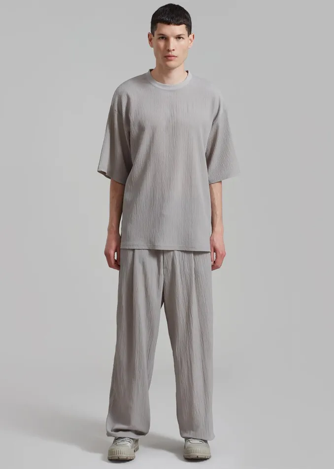 The Frankie Shop Tops Eliott Crinkle Tee 8211 Grey 8211 Men